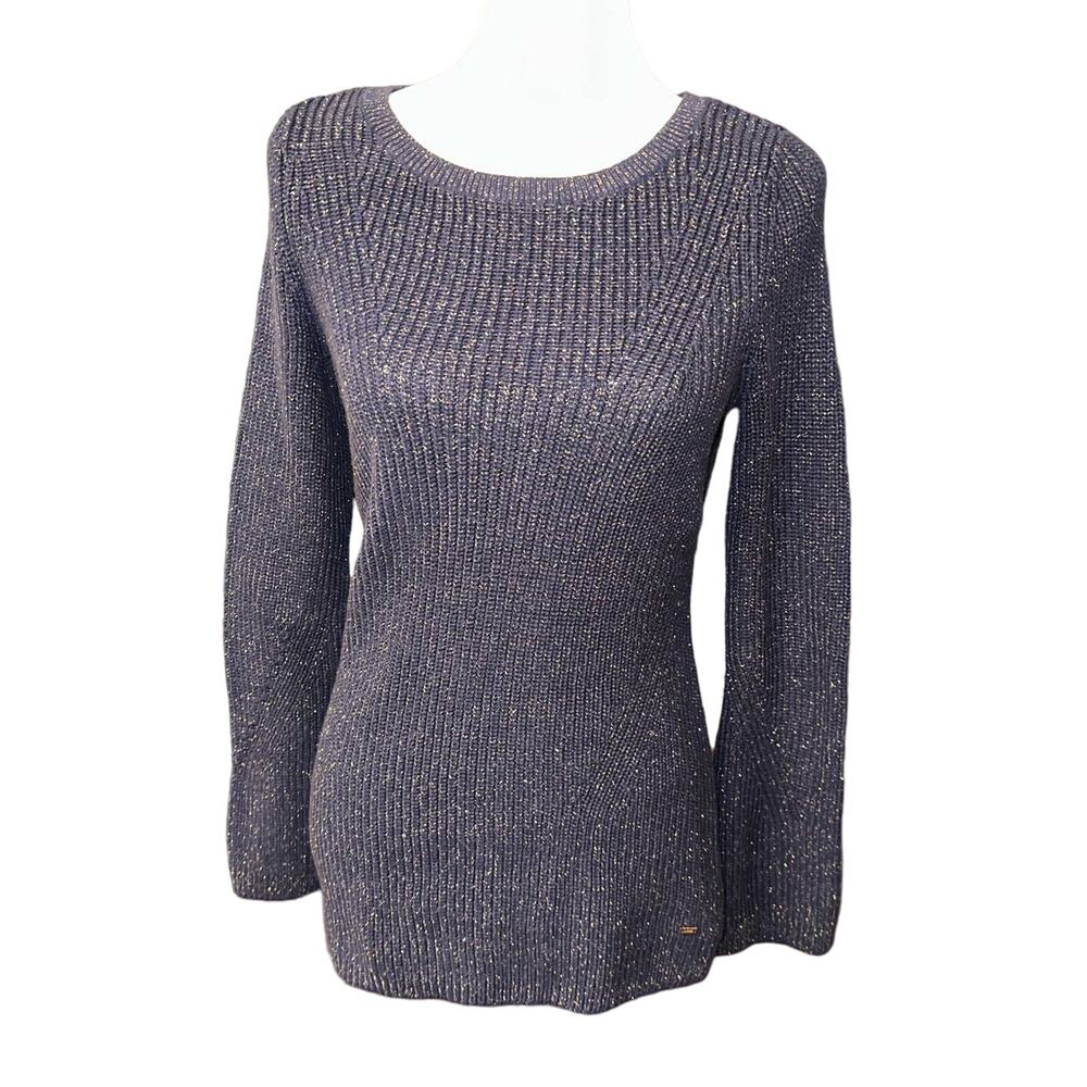 Tommy Hilfiger Women's Sweater Blue and Gold Medium